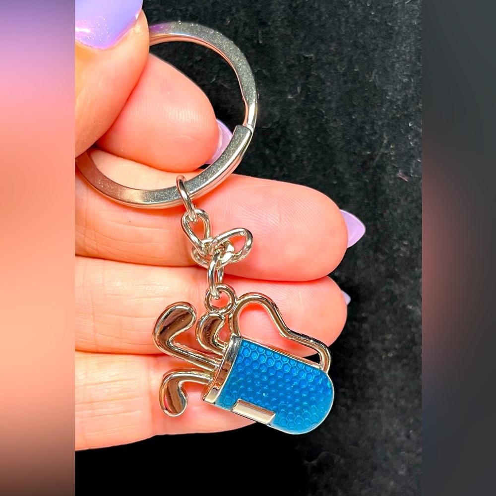 Golfing 🏌️‍♀️ key chain -blue enamel and silver tones